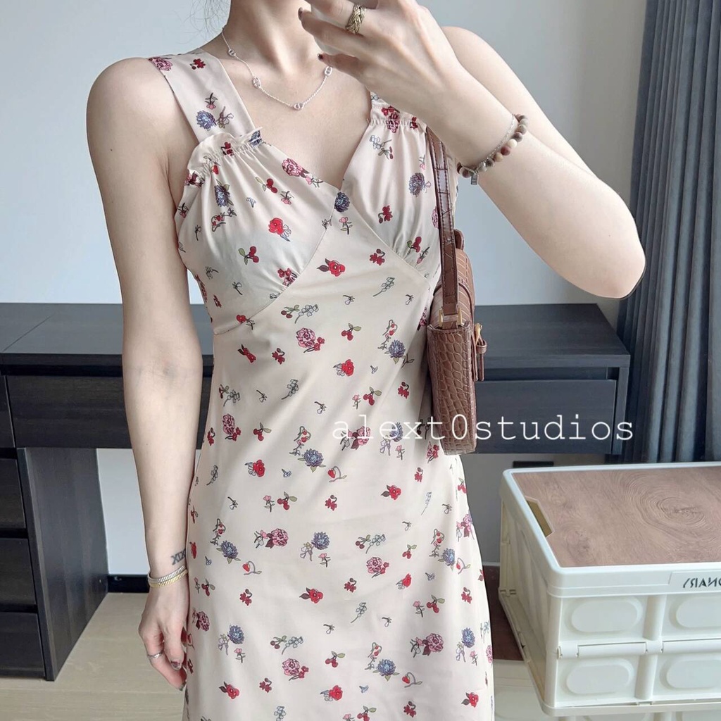 blue dress ทํางาน เดรสสายเดี่ยวรัดรูป ลายดอกไม้ เกาะอกยาว ผู้หญิง ลูกไม้ น่ารัก แฟชั่น เสื้อผ้าสาวอวบ ชุดเดรสไปทะเล - รูปที่ 6