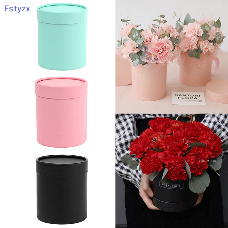 1 PC รอบดอกไม้กล่องกระดาษถือถังของขวัญกล่องบรรจุภัณฑ์ Party ของขวัญกล่อง