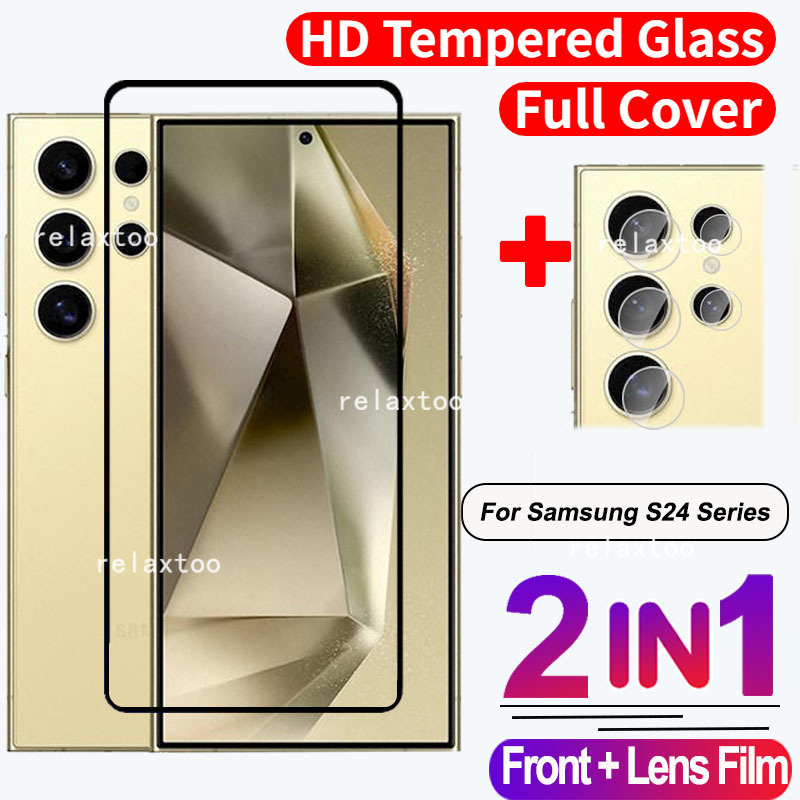 2IN1 HD Full Cover Screen Protector Film For Samsung Galaxy S24 Ultra Plus FE S24+ S24Ultra S24Plus 