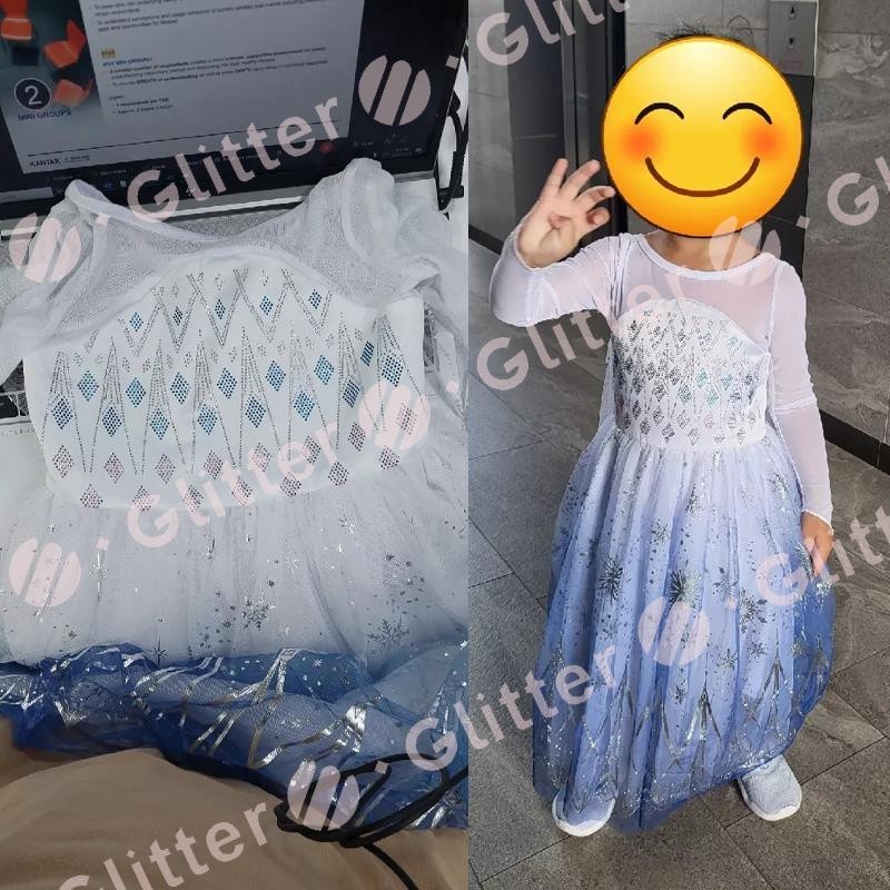 แช่แข็งเอลซาชุดสําหรับเด็กทารกแขนยาวสีขาวชุดคริสต์มาสที่มีตาข่ายเคปปาร์ตี้ฮาโลวีนประสิทธิภาพชุด - รูปที่ 2