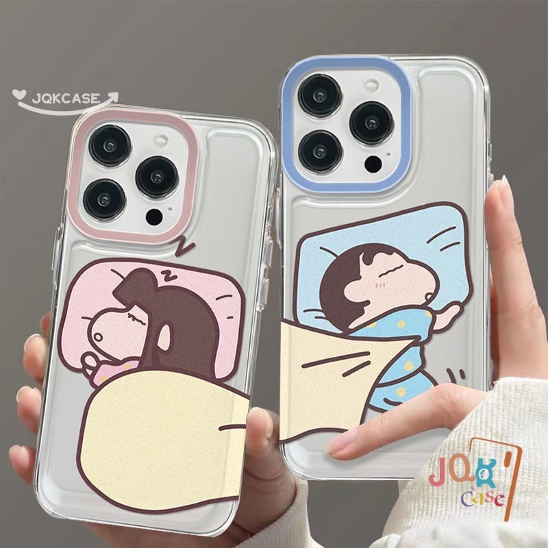 ชบา นอนหลับ เคส ชินจัง คู่รัก เคสไอโฟน13 สำหรับ IPhone 7Plus 17 13 11 16 15 12 14 Pro Max 8Plus X XS XR Max 7 8 Plus SE