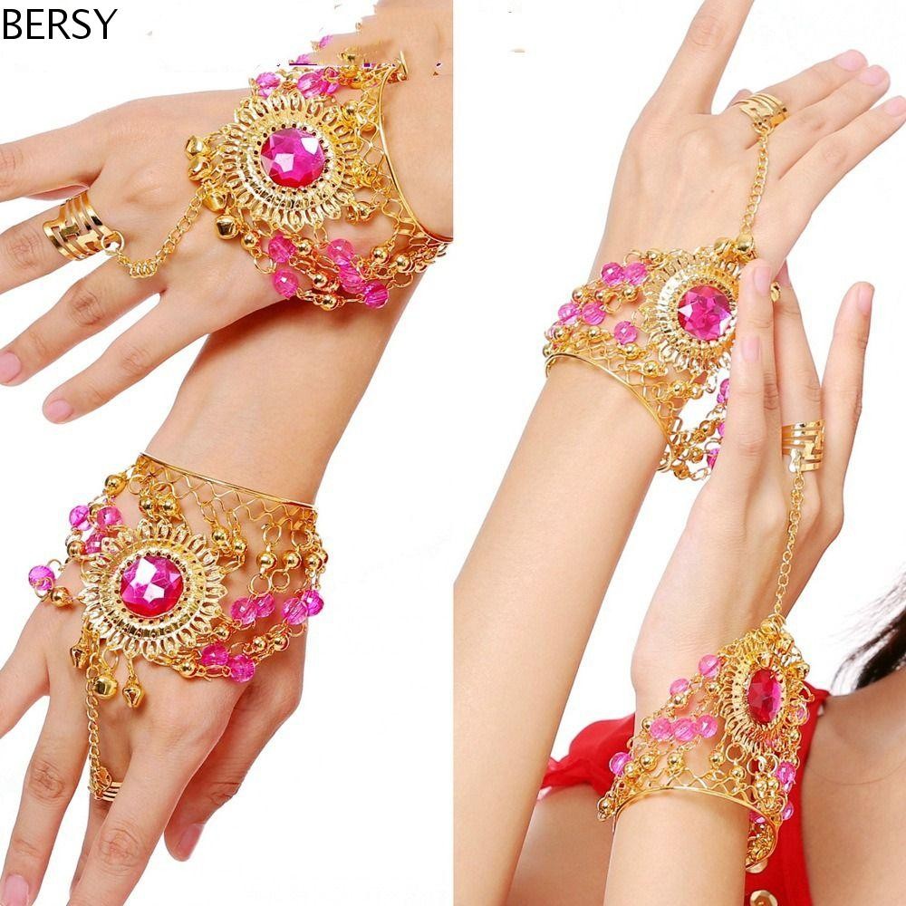 เบอร์ซ สร้อยข้อมือเพชรสําหรับสาวแฟชั่นสร้อยข้อมือลูกปัดอินเดียเต้นรําแหวนแสดงชุดเต้นรําหน้าท้อง