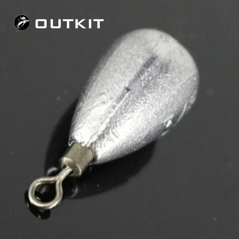 Outkit 10 ชิ้น/ล็อตคุณภาพสูง drop น้ําตะกั่ว sinkers หมุนตกปลาตะกั่วน้ําหนักตกปลาตะกั่ว sinker เหยื่อตกปลาน้ําหนักสําหรับ 3g 5g 7g