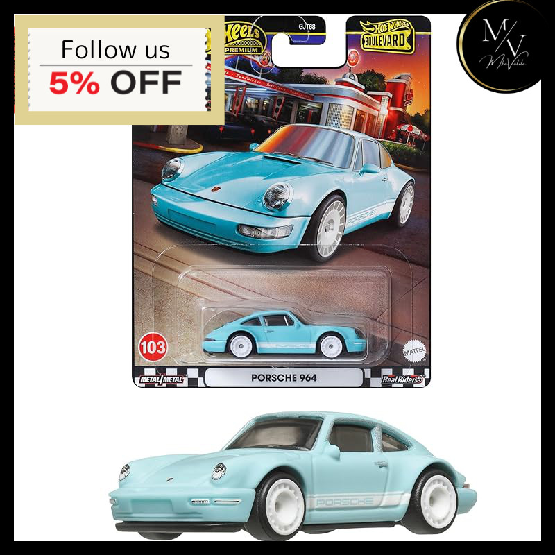 Hot Wheels Boulevard Porsche 964 Toy Car - Light Blue Miniature Vehicle for Ages 3+