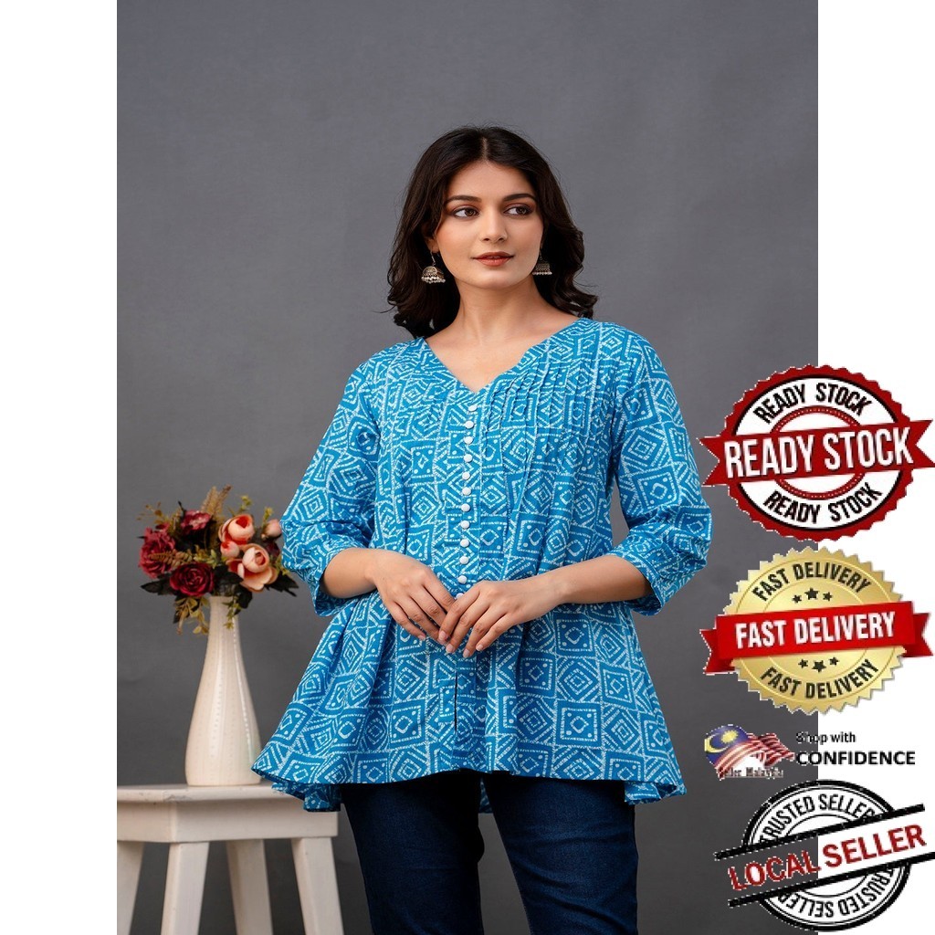 สั้น Kurti ผู้หญิงอินเดีย Kurtis Top Saree Punjabi ชุดสําเร็จรูป Kurti UD43061/43062/43063APTP