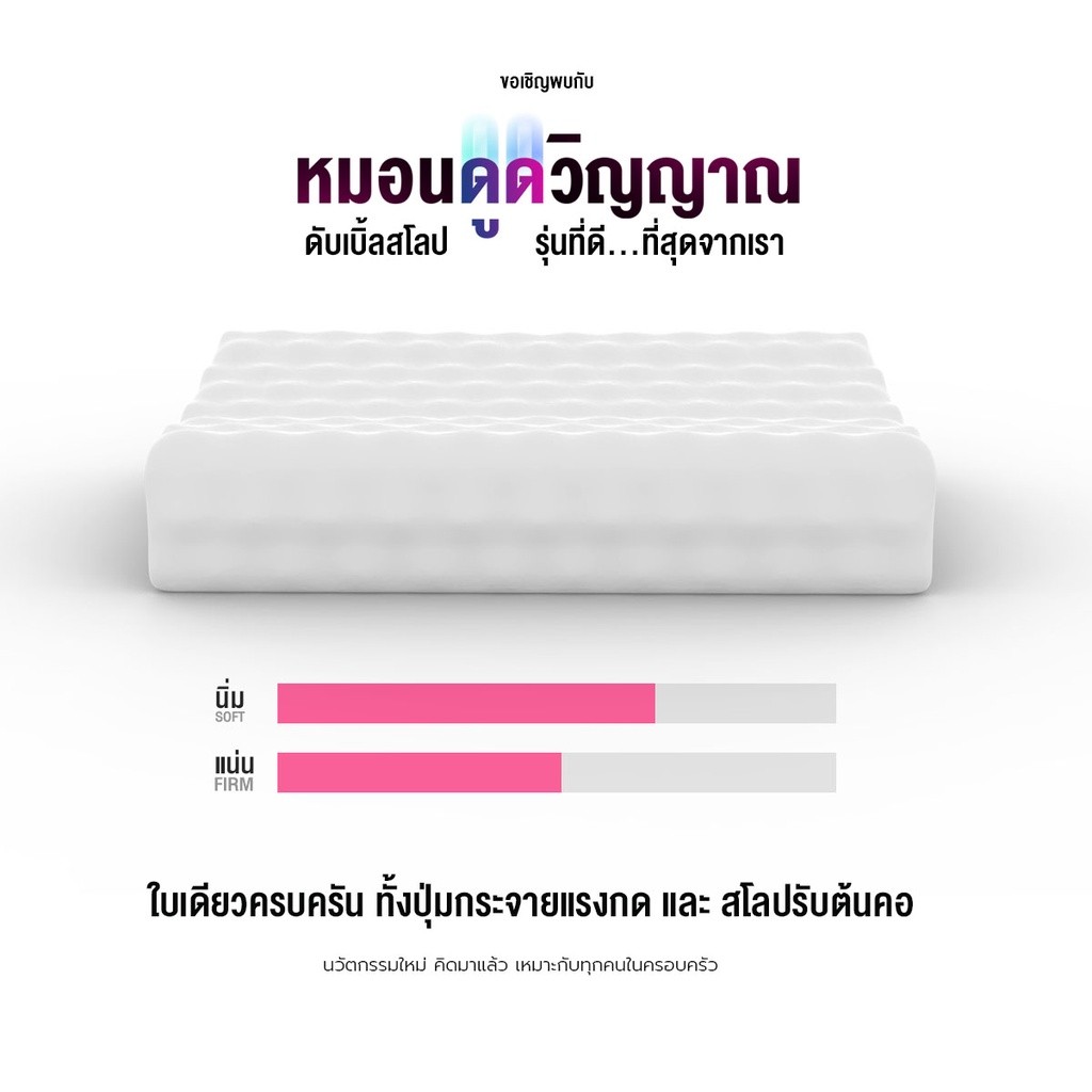 หนุนดี SiamLatex หมอนยางพารา Double slopes รุ่น Hard แบบแข็ง แก้ปวดคอ หมอนเพื่อสุขภาพ กันไรฝุ่น (ถุง