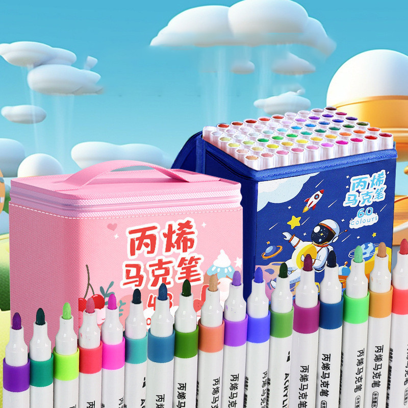 MARKER MAKER CONTENTTS 24 PCS (24 สี) / BOLD WATERPROOF COLORS WITH VARIOUS POUCH / ACRYLIC MERKER S
