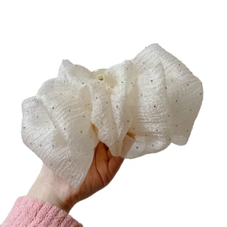 ฝนดาวตก Seersucker คลิป High-End Feel Back Head Plate Fluffy Gypsophila กิ๊บติดผมคลิปฉลามขนาดใหญ่ Headdress