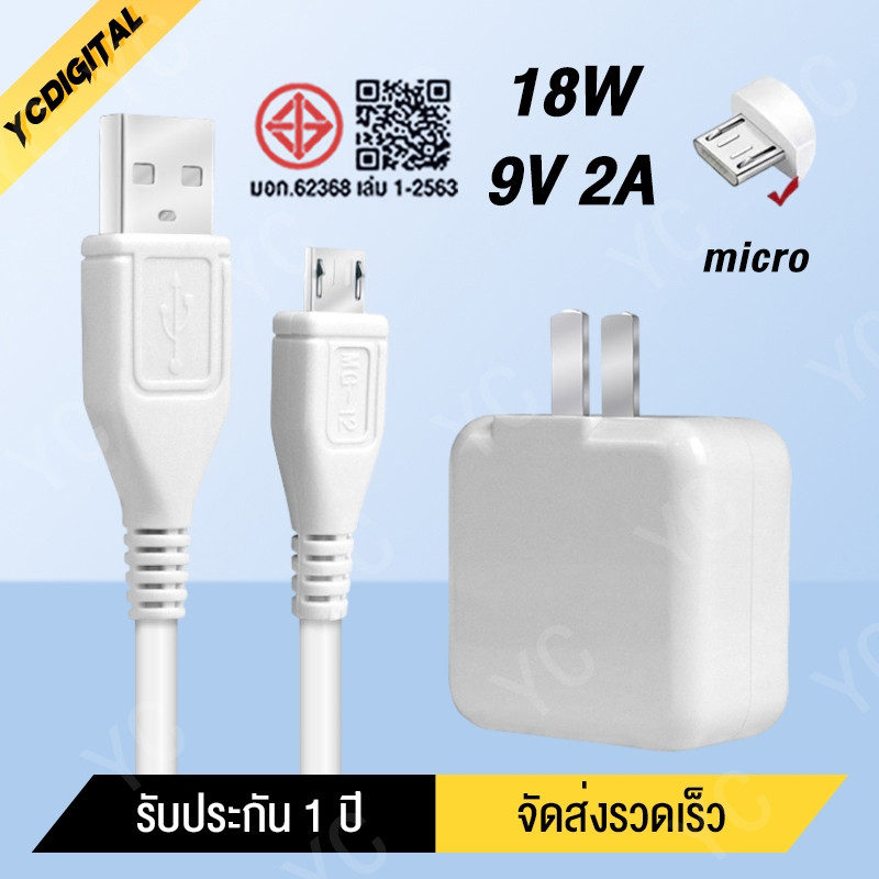 ชุดชาร์จ  หัวชาร์จ+สายชาร์จ รองรับ V9 V7+ V7 V5s V5Lite V5Plus V5 V3Max V3 Y85 Y81 Y71 Y65 Y55s Y53 