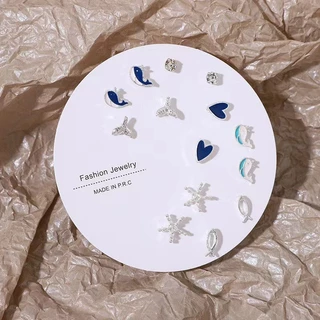 7 คู่เกาหลีแฟชั่น Pearl Four-leaf Clover ต่างหูชุดผู้หญิงนักเรียนเครื่องประดับของขวัญ