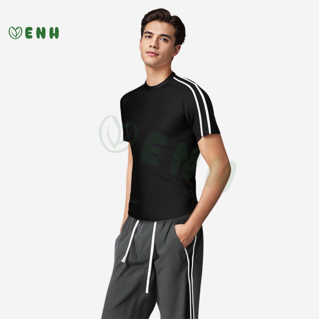 02 ENH Baju Fitness Lelaki Garis Dua – Stail & Selesa