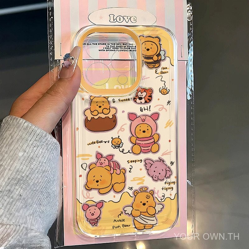 เคส Winnie the Pooh สุดน่ารักสำหรับ iPhone 16 Pro Max, iPhone 15/14/13 เคสนุ่ม, เคสเต็มสำหรับ iPhone 12/11, เคส iPhone 16, 11 สำหรับผู้หญิง, เคสนุ่ม XS/XR, กันกระแทก 8 Plus JTK1