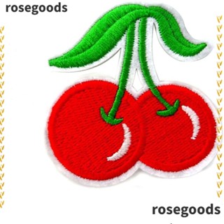 Rosegoods1 แผ่นแพทช์ โพลีเอสเตอร์ ปักลายเชอร์รี่น่ารัก ขนาดเล็ก 2.44x 2.32 นิ้ว สีแดง สําหรับผู้หญิง 20 ชิ้น