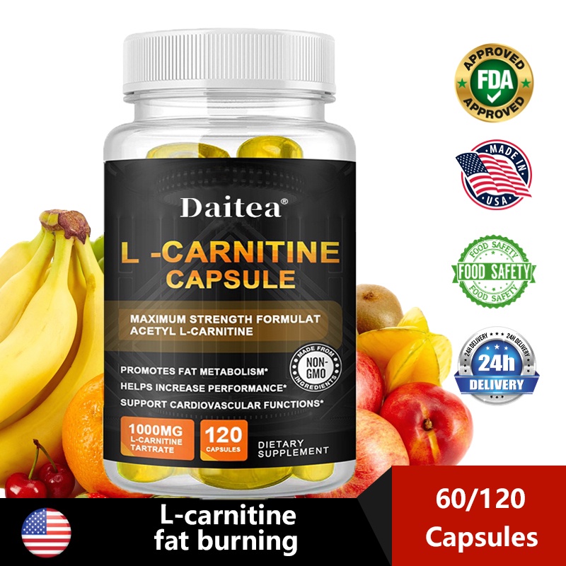 L-carnitine 1000 mg+ แอลคาร์นิทีน เผาผลาญอย่างมีประสิทธิภาพ ออกกำลังกายได้นานขึ้น 120เม็ด