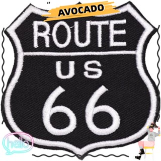 Avocarr แผ่นผ้าโพลีเอสเตอร์ ปักลาย US Route 66 Applique Patches, US Route 66 Applique Shape 2.87*3.1 นิ้ว สําหรับติดกระเป๋าเป้สะพายหลัง 20 ชิ้น