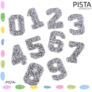 Pista แผ่นแพทช์คริสตัล พลอยเทียม รูปตัวอักษร 0-9 ตัวเลข 2.3 นิ้ว สีเงิน สําหรับซ่อมแซมเสื้อผ้า DIY 20 ชิ้น