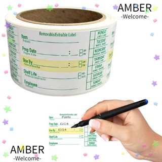 Amber ฉลากสติกเกอร์ ทรงกลม สีเขียว 1*2 นิ้ว สําหรับติดกล่องอาหาร 300 ชิ้น ต่อม้วน