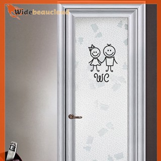 Widebeaucloud การ์ตูน ผู้ชายและผู้หญิง WC สติกเกอร์ติดผนัง สําหรับห้องน้ํา ตกแต่งบ้าน ไวนิล สติกเกอร์กันน้ํา โปสเตอร์ สติกเกอร์ประตูห้องน้ํา ป้ายดี