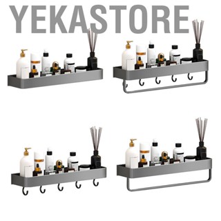 Yekastore Bathroom Floating Shelf  Drain Hollow Space Aluminium Storage Rack Large  for Home