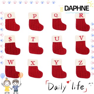 Daphne ถุงเท้าถัก ลายตัวอักษร Merry Christmas ของขวัญ สําหรับตกแต่งปาร์ตี้คริสต์มาส