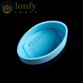 Lonfy แม่พิมพ์ซิลิโคน เรซิน รูปฟุตบอล ขนาด 9.6*6*2.6 ซม. สีฟ้า สําหรับทําขนม