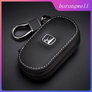 เคสกุญแจรีโมทรถยนต์ แบบหนัง แต่งซิป ลายคาร์บอน สําหรับ Honda Jazz City Civic Accord CRV HRV BRV