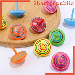 [Sharprepublic] ของเล่นไม้ไจโรสโคปเปล่า 6 ชิ้น สําหรับเด็กวัยหัดเดิน