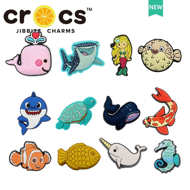 Jibbitz crocs charm หัวเข็มขัด รูปสัตว์ทะเล เต่าทะเล ปลาฉลาม ปลาโลมาน่ารัก เครื่องประดับตกแต่งรองเท้