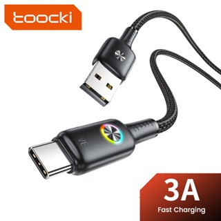 Toocki 3A สายชาร์จเร็ว USB Type C QC3.0 พร้อมไฟ LED 480Mbps หลากสี