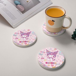 Sanrio Kuromi ที่รองแก้ว ทรงกลม ขนาด 10*0.9 ซม. 2 ชิ้น