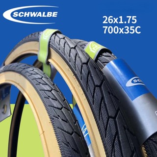 SCHWALBE ยางจักรยานเสือภูเขา26*1.75 700 * 35C ยางด้านข้างสีเหลืองยางจักรยานเสือภูเขายางย้อนยุค