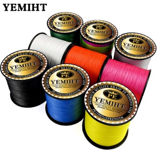 Yemhit สายเอ็นตกปลา PE แบบถัก 300 ม. 500 ม. 1000 ม. หลากสี 4 เส้น