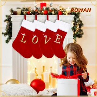 Rowans ถุงเท้าคริสต์มาส จี้ตัวอักษร สีแดง ขนาดใหญ่ น่ารัก สําหรับตกแต่งต้นคริสต์มาส