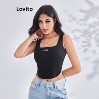 Lovito เสื้อกล้ามลําลอง เรียบง่าย สําหรับผู้หญิง LBE03007 (สีดํา)