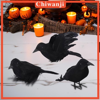 [Chiwanji] ขนนกจําลอง สีดํา สําหรับตกแต่งปาร์ตี้ฮาโลวีน 3 ชิ้น