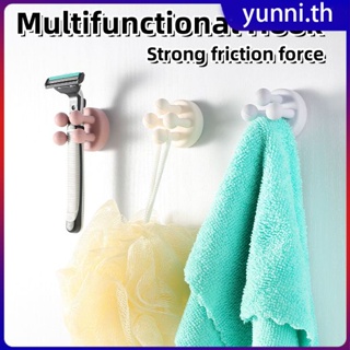 Creative ผู้ถือแปรงสีฟันติดผนัง 4 ขาตะขอ Traceless Hook Multi-Functional Organizer Hook อุปกรณ์ห้องน้ำ Yunni