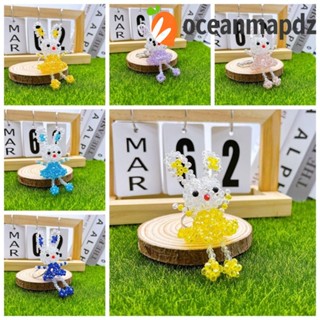 Oceanmapdz พวงกุญแจ จี้คริสตัล รูปกระต่ายน่ารัก สานมือ DIY สําหรับห้อยกระเป๋า