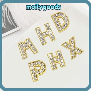 Moilyhd จี้ตัวอักษร A-Z คริสตัลอัลลอย พลอยเทียม สังกะสี สีทอง 8 มม. สําหรับทําเครื่องประดับ งานฝีมือ DIY