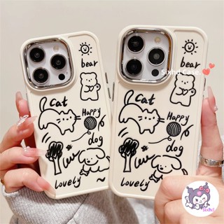 เคสโทรศัพท์มือถือซิลิโคน TPU แบบนิ่ม ลายการ์ตูนแมว และหมีน่ารัก กันกระแทก สําหรับ iPhone 15 14 13 12 11 Pro Max SE2020 X Xr Xs Max 8 7 6Plus