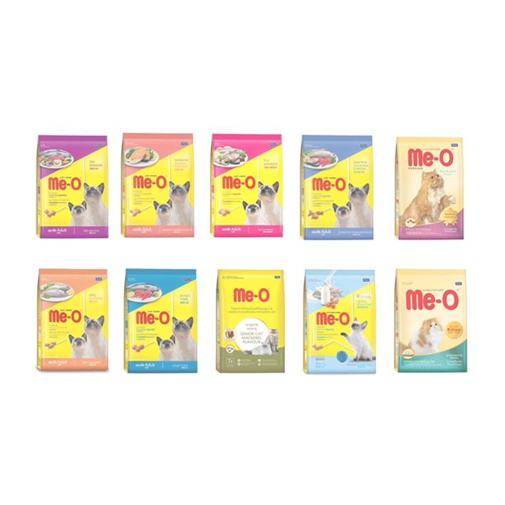 Me-O มีโอ อาหารลูกแมว แมวโต แมวสูงอายุ และแมวทำหมัน 400 - 450 g.