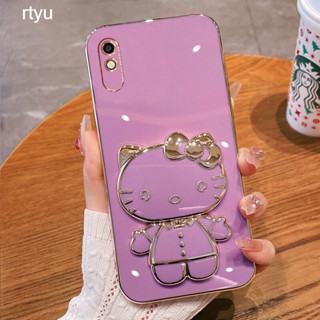 เคสโทรศัพท์ สําหรับ Xiaomi Redmi 12C 9A 9C 10C 8A 10A 9T 10 9 8 7 6 4G 5G มือถือนิ่ม กันกระแทก ปิดด้านหลัง แบบกระจก ลาย KT พร้อมขาตั้ง