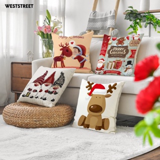 Weststreet ปลอกหมอน ลายคริสต์มาส ซานต้า กวางเรนเดียร์ โนม ขนาด 45x45 ซม. สําหรับตกแต่งโซฟา ห้องนอน