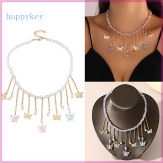 Hap สร้อยคอโซ่ จี้ผีเสื้อ ปรับได้ เครื่องประดับแฟชั่น สําหรับเครื่องประดับ