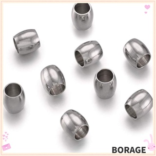 Borag ลูกปัดสเปเซอร์ สเตนเลส สีเงิน สําหรับทําเครื่องประดับ สร้อยคอ สร้อยข้อมือ DIY