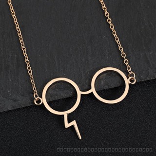 0908WSJ AliExpress Hot Selling European and American Movies Same Harry Potter Glasses Necklace Geek Scar Lightning Alloy Jewelry BSOF