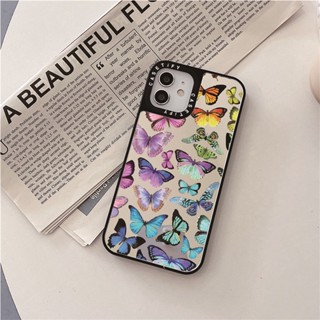 Casetify X เคสโทรศัพท์มือถือ PC แข็ง กันกระแทก ลายผีเสื้อ สีรุ้ง สีเงิน สําหรับ iPhone 15 14 13 12 11 Pro MAX IX XS MAX XR 6 6s 7 8 Plus