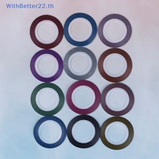 Withbetter สติกเกอร์เทปกาว 1 มม. สําหรับตกแต่งเล็บ 12 ม้วน