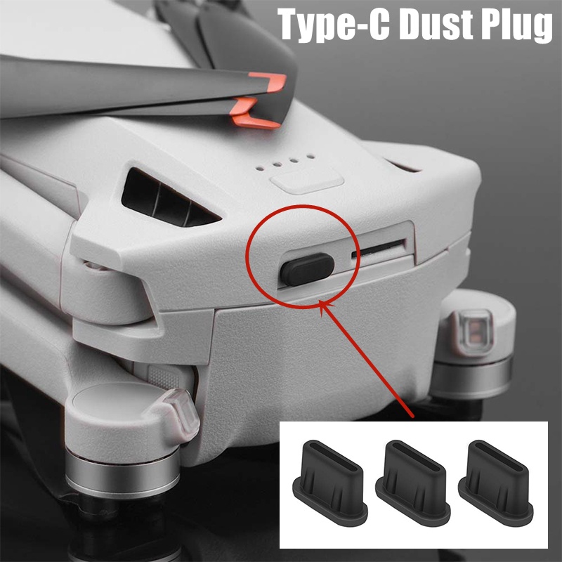 Type-C ปลั๊กฝุ่นสําหรับ DJI Mini 3 Pro Body รีโมทคอนโทรลชาร์จอินเทอร์เฟซซิลิโคนปลั๊กฝุ่นฝาครอบ RC-N1/DJI RC อุปกรณ์เสริม