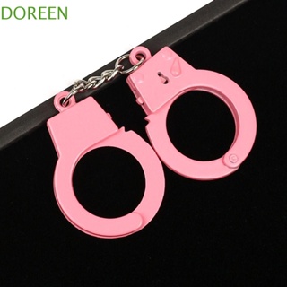 Doreen พวงกุญแจกุญแจมือ ขนาดเล็ก พังก์ ที่แขวนกุญแจ โลหะ สีชมพู กุญแจมือ ของเล่นเพื่อความบันเทิง