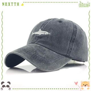 Nextth หมวกเบสบอล ผ้าฝ้าย ปักลายฉลาม ปรับสายได้ เหมาะกับฤดูร้อน สไตล์ฮิปฮอป